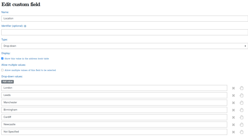Metadata can be defined in Simplelists Screenshot of the metadata configuration page in Simplelists