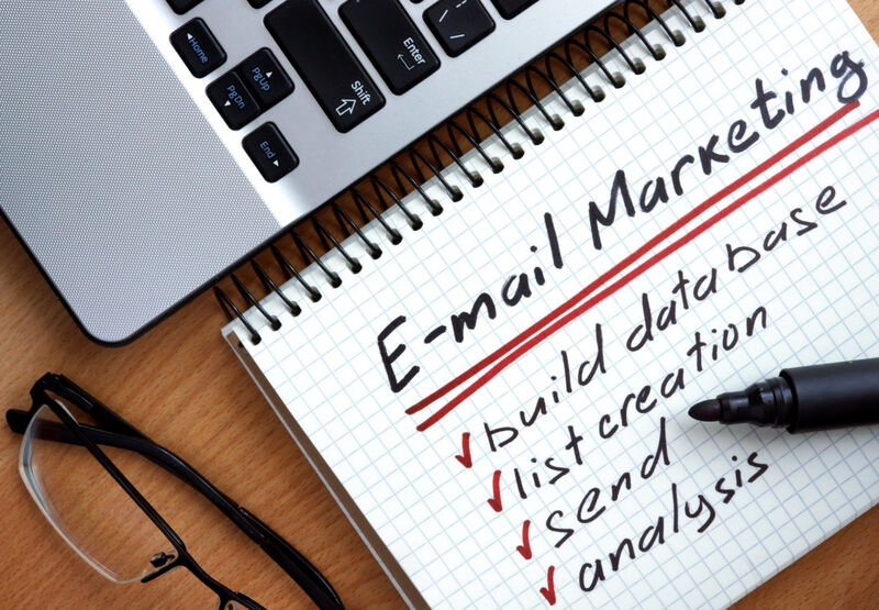 A checklist approach can be used for building an email marketing list A picture of a notepad with a checklist for email marketing lists