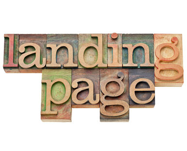 Letter pieces spelling landing page